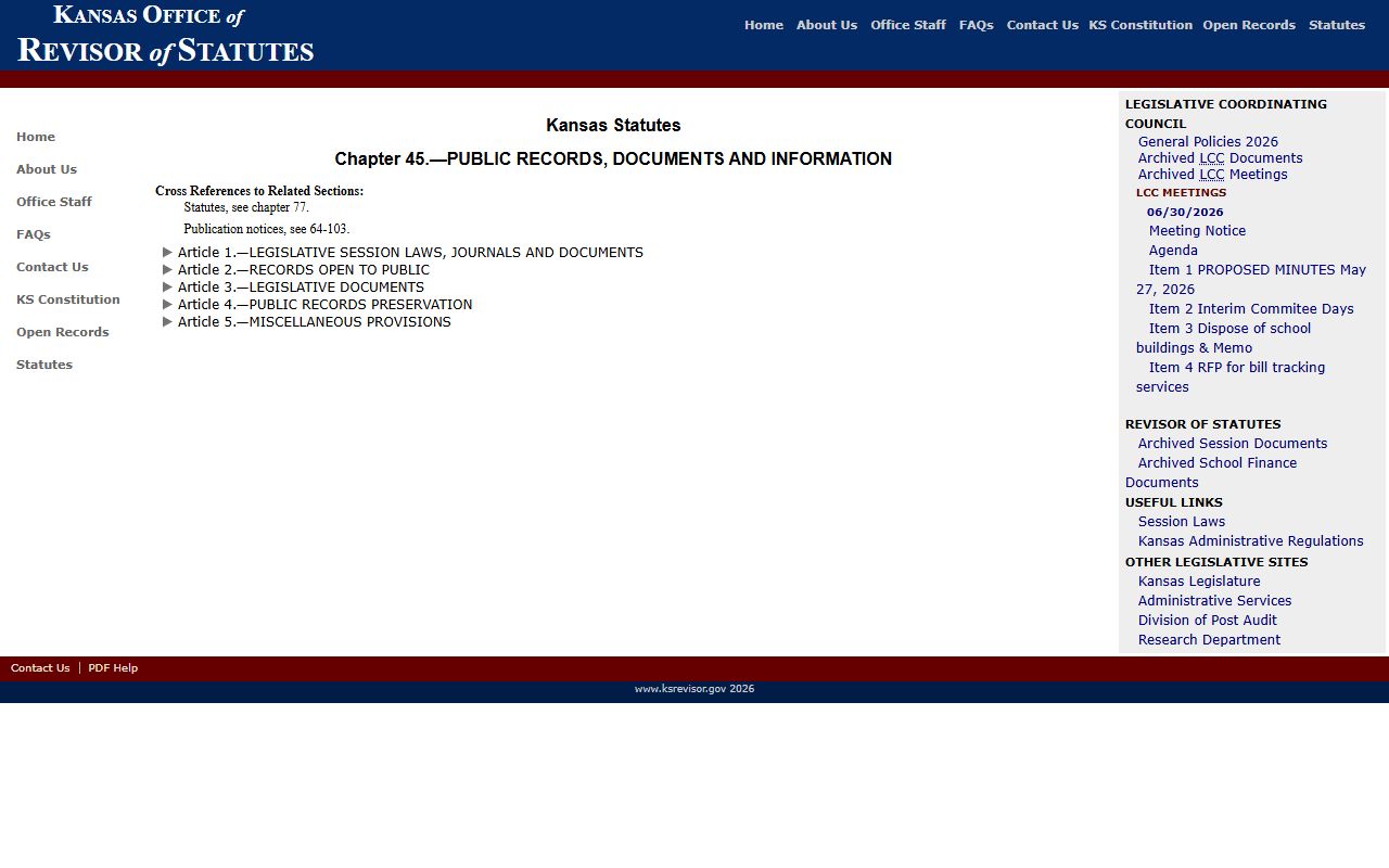 Greenwood County Clerk of the District Court Kansas Open Records Act chapter source