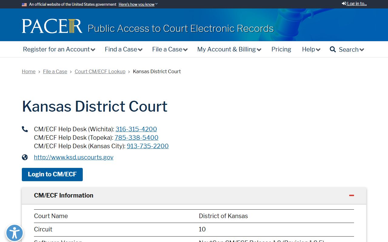 Greenwood County court dockets District of Kansas PACER entry