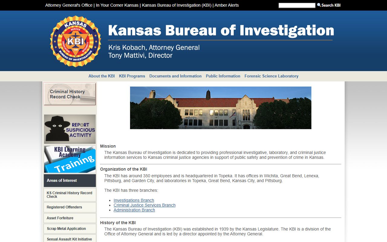 Greenwood County criminal court records Kansas Bureau of Investigation source
