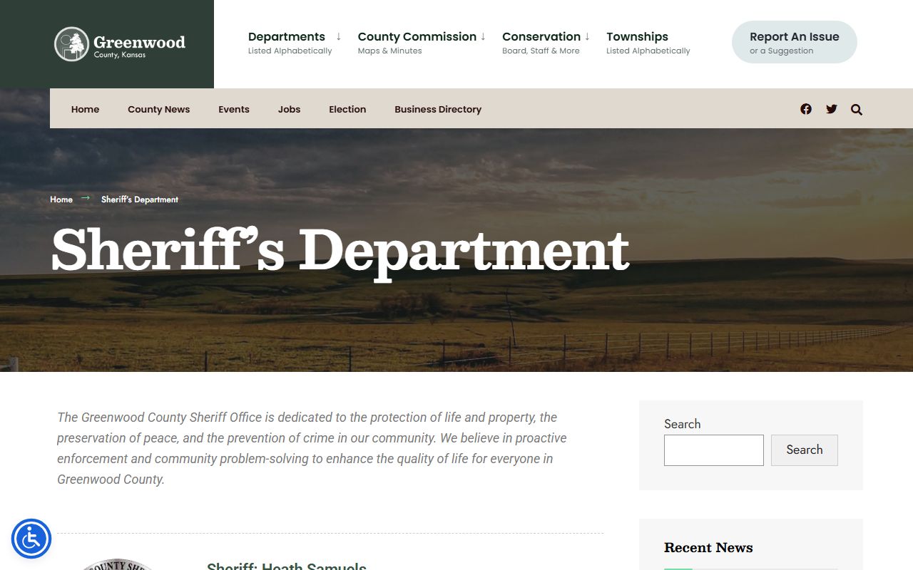 Greenwood County warrant records sheriff department page